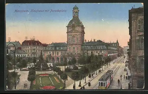 AK Mannheim, Kaufhaus mit Paradeplatz