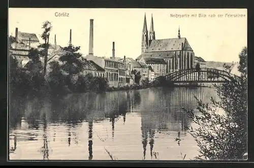 AK Görlitz, Neissepartie mit Blick nach der Peterskirche