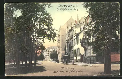 AK Strassburg i. E., Schiltigheimer Ring mit Pferdewagen