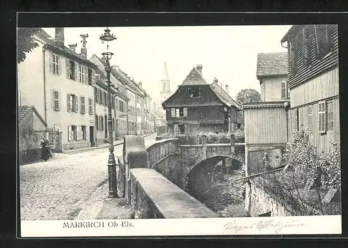 AK Markirch /Ob.-Els, Strassenpartie mit Gebäudeansicht