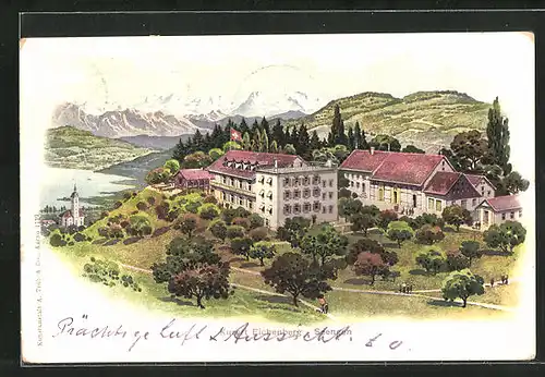 AK Seengen, Panoramablick auf das Kurhotel Eichenberg