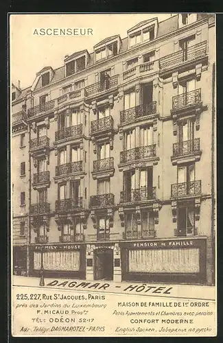 AK Paris, Dagmar-Hotel, Pension de Famille, 225, 227 Rue Saint-Jacques