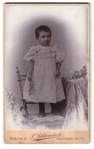 Fotografie F. Schloenbach, Berlin-S, Hasenhaide 52-53, Portrait kleines Mädchen im hübschen Kleid