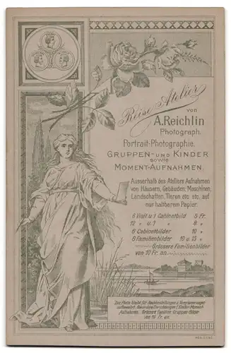 Fotografie A. Reichlin, Ort unbekannt, Portrait frisch vermähltes Hochzeitspaar im schwarzen Kleid mit Schleier