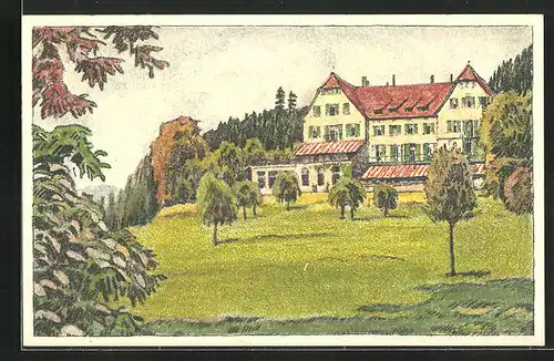 Künstler-AK Zürich, Alkoholfreies Volks- und Kurhaus Zürichberg