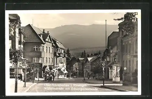 AK Ober-Schreiberhau, Wilhelmstrasse mit Schneegrubenbaude