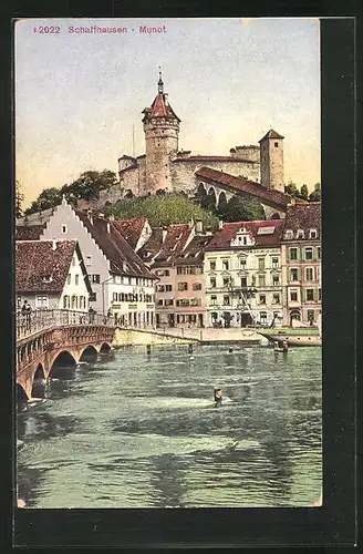 AK Schaffhausen, Ortspartie mit Blick zum Munot