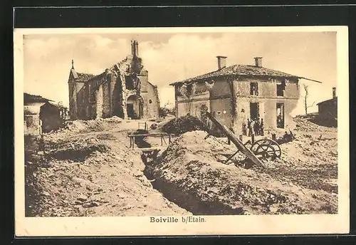 AK Boiville b. Etain, Zerstörtes Dorf