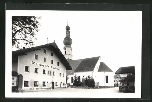 AK Mettmach, Mairinger`s Gasthaus am Kirchenplatz