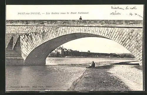AK Pont-sur-Yonne, Les Buttes sous le Pont National