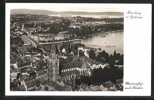 AK Konstanz, Ortspartie mit Münster aus der Vogelschau