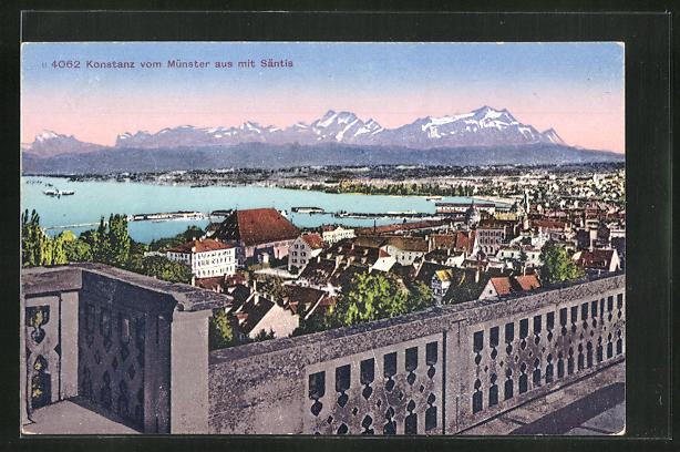 AK Konstanz, Ortsansicht vom Münster aus gesehen, Blick