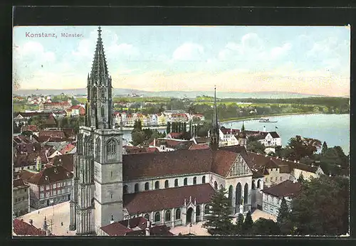 AK Konstanz, Münster aus der Vogelschau