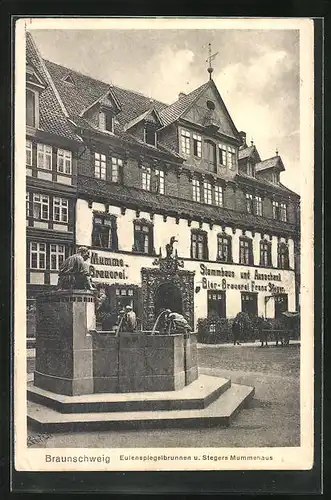 AK Braunschweig, Eulenspiegelbrunnen und Stegers Mummehaus, Mumme-Brauerei