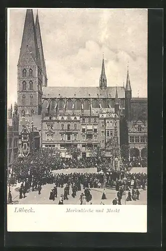 AK Lübeck, Marienkirche mit Markt