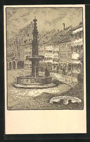 AK Freiburg i. B., Partie am Münsterplatz