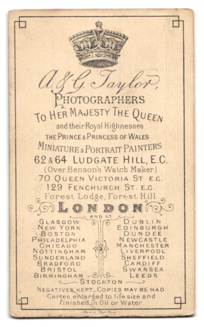 Fotografie A. & G. Taylor, London, 70 Queen Victoria Street, Portrait