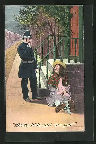 Künstler-AK Polizist findet eine Frau auf der Strasse