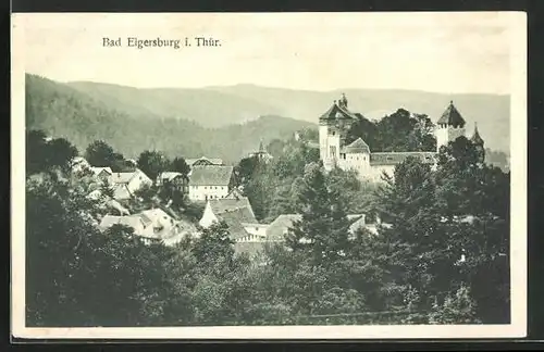 AK Bad Elgersburg i. Thür., Blick aufr die Burg über dem Ort