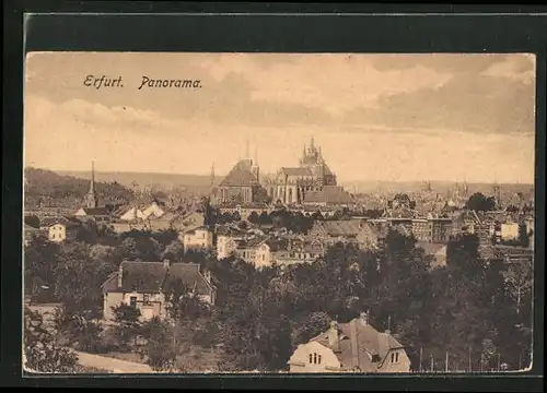 AK Erfurt, Panorama der Stadt mit Blick zum Dom