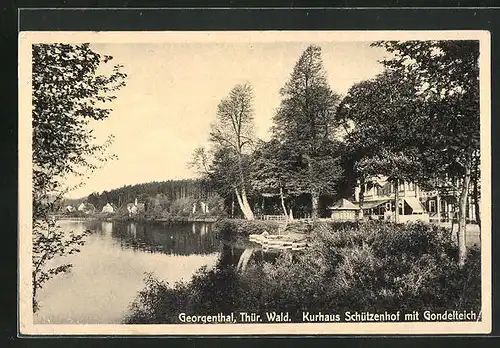 AK Georgenthal im Thür. Wald, Kurhaus Schützenhof mit dem Gondelteich