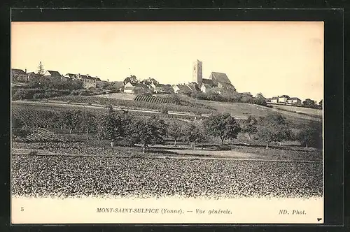 AK Mont-Saint-Sulpice, Vue Generale, Blick hinauf zur Kirche