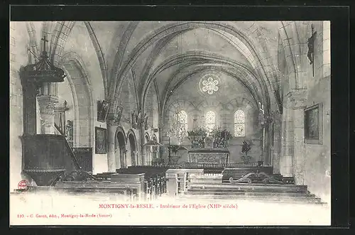 AK Montigny-la-Resle, Interieur de l`Eglise XIIIe siecle