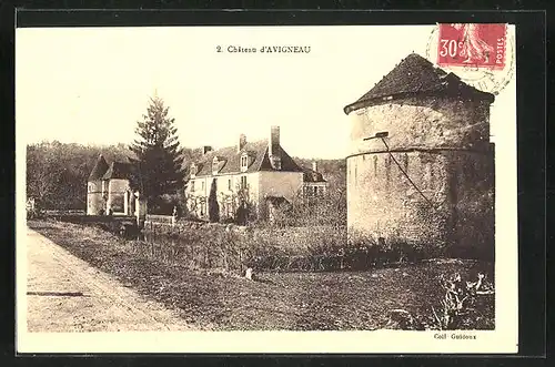 AK Avigneau, Chateau, Partie am Schloss