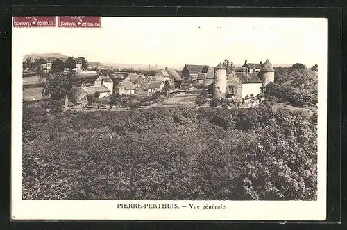 AK Pierre-Perthuis, Vue generale, Blick auf die Burg