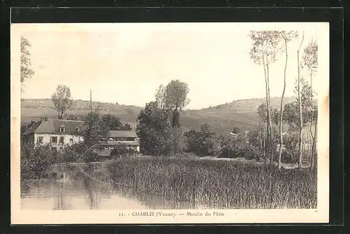 AK Chablis, Moulin du Patis, Uferpartie an der Mühle
