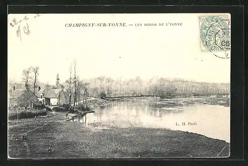 AK Champigny-sur-Yonne, Les Bords de L`Yonne