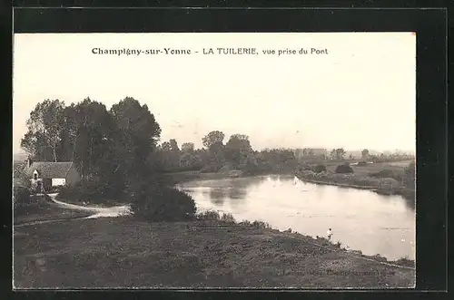 AK Champigny-sur-Yonne, La Tuilerie, vue prise du Pont