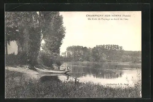 AK Champigny-sur-Yonne, Un Coin de Paysage au bord de l`eau