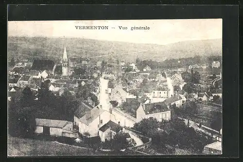 AK Vermenton, Blick über die gesamte Stadt zur Kirche