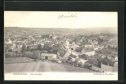 AK Vermenton, Vue generale, Blick über die Dächer des Ortes