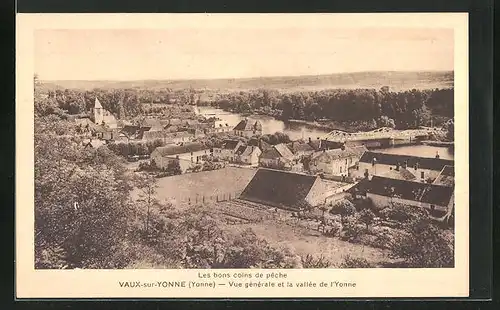 AK Vaux-sur-Yonne, Les bons coins de peche, Vue generale et la vallee de l`Yonne