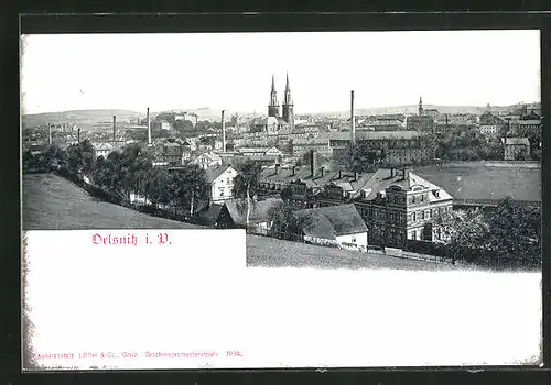 AK Oelsnitz i. V., Panoramablick auf die Stadt