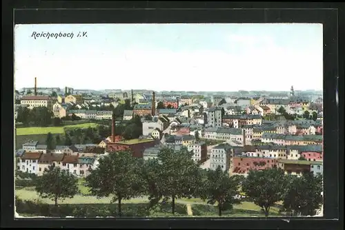 AK Reichenbach i. V., Panoramablick auf die Stadt