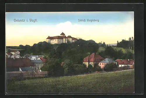 AK Oelsnitz i. V., Teilansicht mit Schloss Voigtsberg