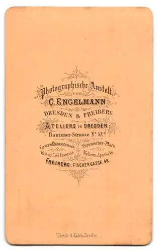 Fotografie C. Engelmann, Dresden, Bautzner-Str. 52d, Portrait Sächsin im Kleid mit Hochsteckfrisur