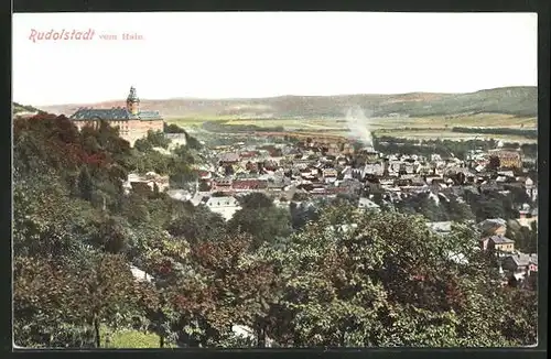 AK Rudolstadt, Gesamtansicht vom Hain aus gesehen