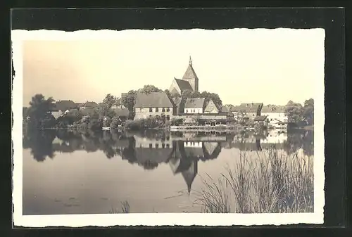 AK Mölln, Ortspartie vom Wasser aus gesehen