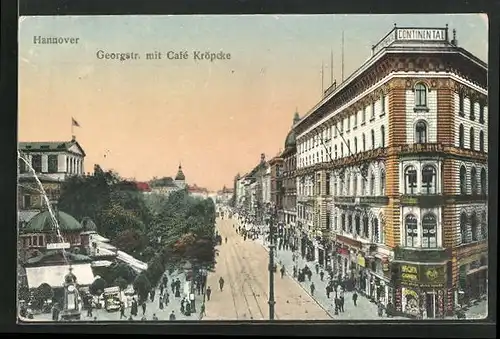 AK Hannover, Georgstrasse mit Café Kröpcke