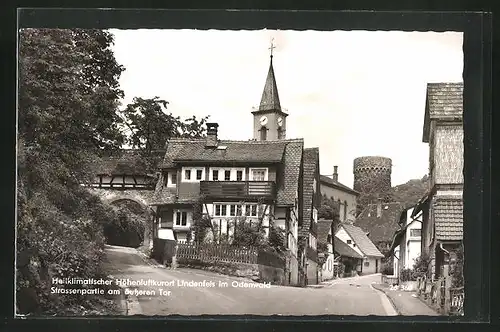 AK Lindenfels / Odw., Strassenpartie am äusseren Tor