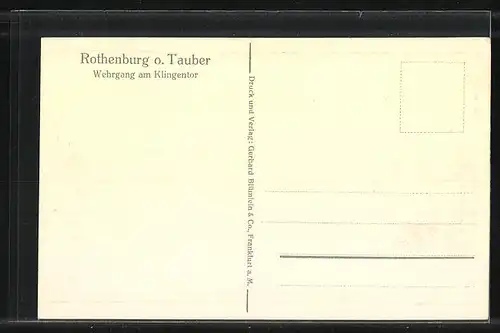 AK Rothenburg o. Tauber, Wehrgang am Klingentor