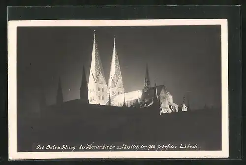 AK Lübeck, Beleuchtung der Marienkirche anlässlich der 700 Jahrfeier