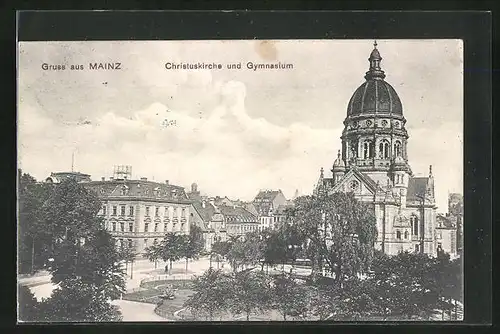 AK Mainz, Christuskirche und Gymnasium