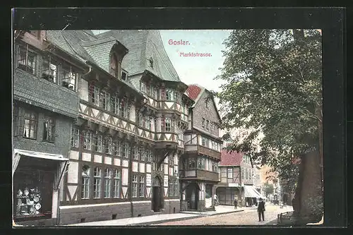 AK Goslar, Marktstrasse mit Fachwerkhäusern