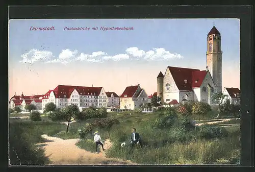 AK Darmstadt, Pauluskirche und Hypothekenbank