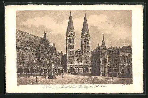 AK Bremen, Rathaus, Dom und Börse